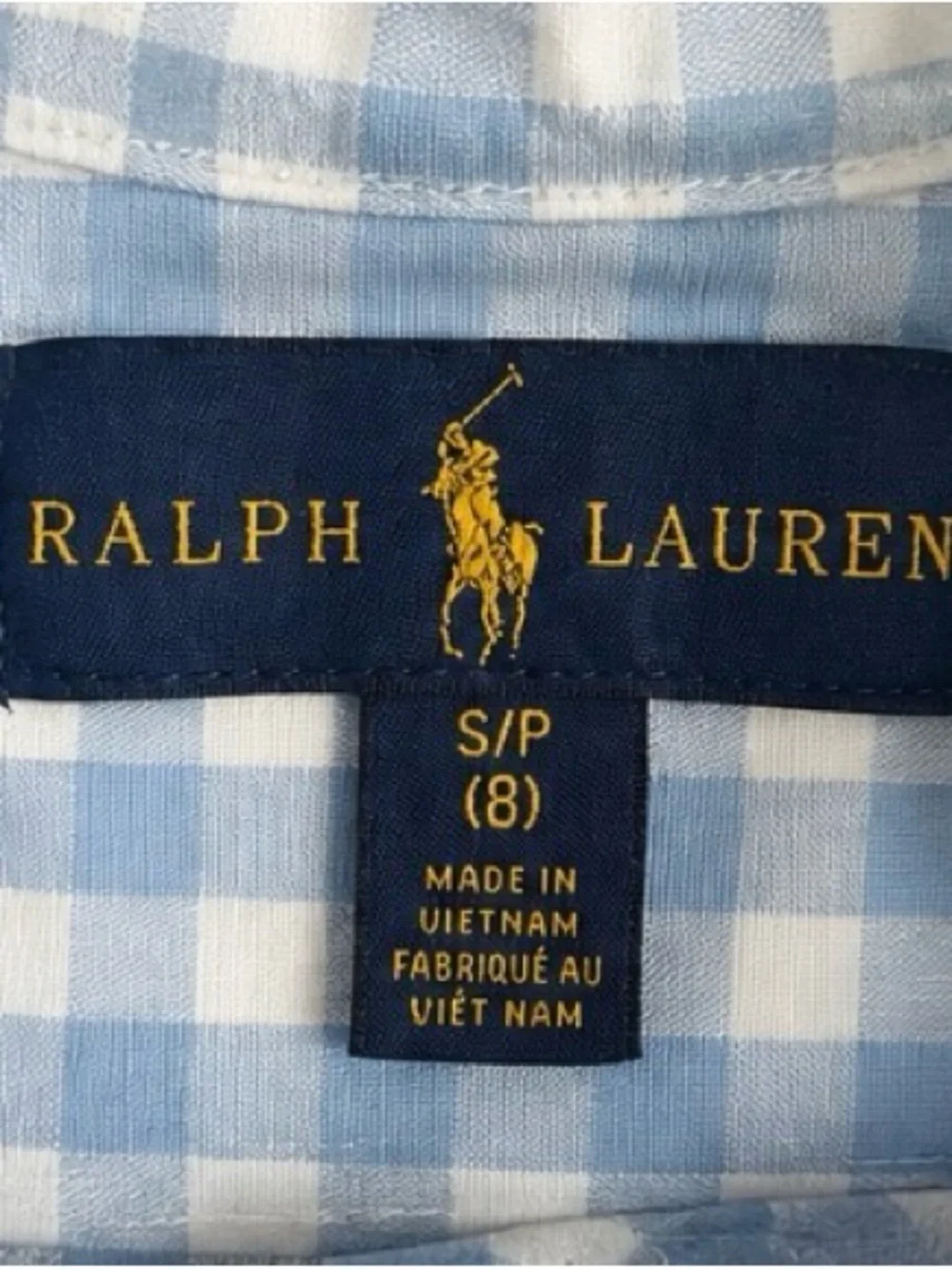 Polo by Ralph Lauren Blue White Gingham Button-Down Shirtsize 8